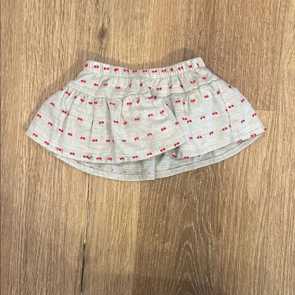 Mayoral Gray And Red Polkadot Patterned Skirt